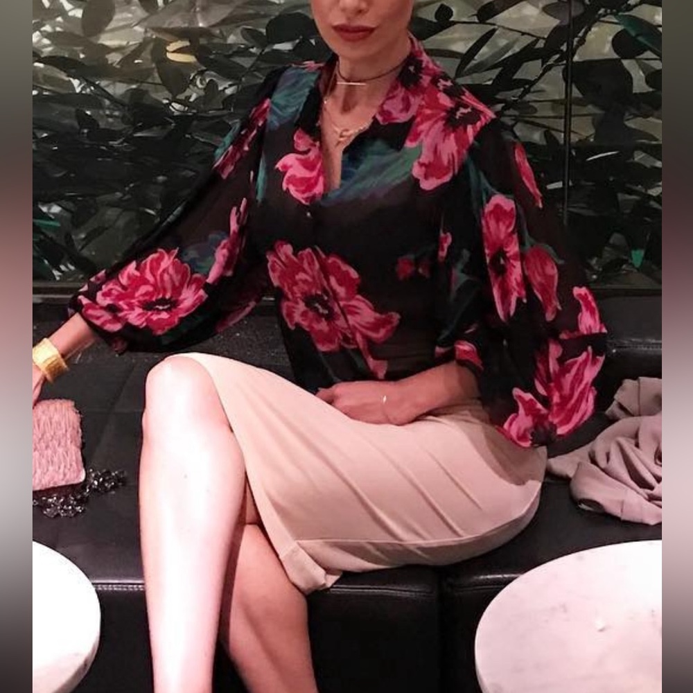 Sheer cropped button up shirt